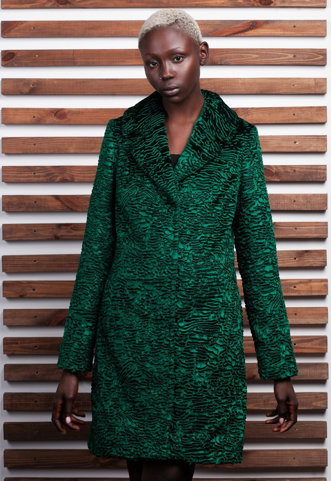 Photo #3 - Coat eco fur Tissavel - astrakhan emerald