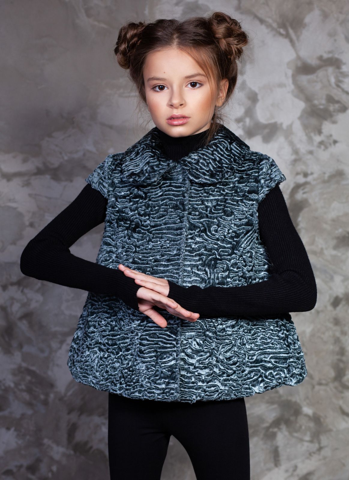 Photo #2 - Kids vest eco fur Tissavel - astrakhan marengo