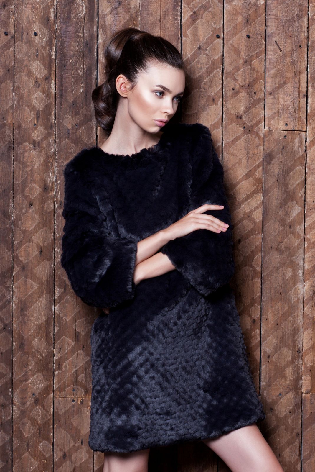 Photo #2 - Sweater eco fur Tissavel - chinchilla knitted graphite