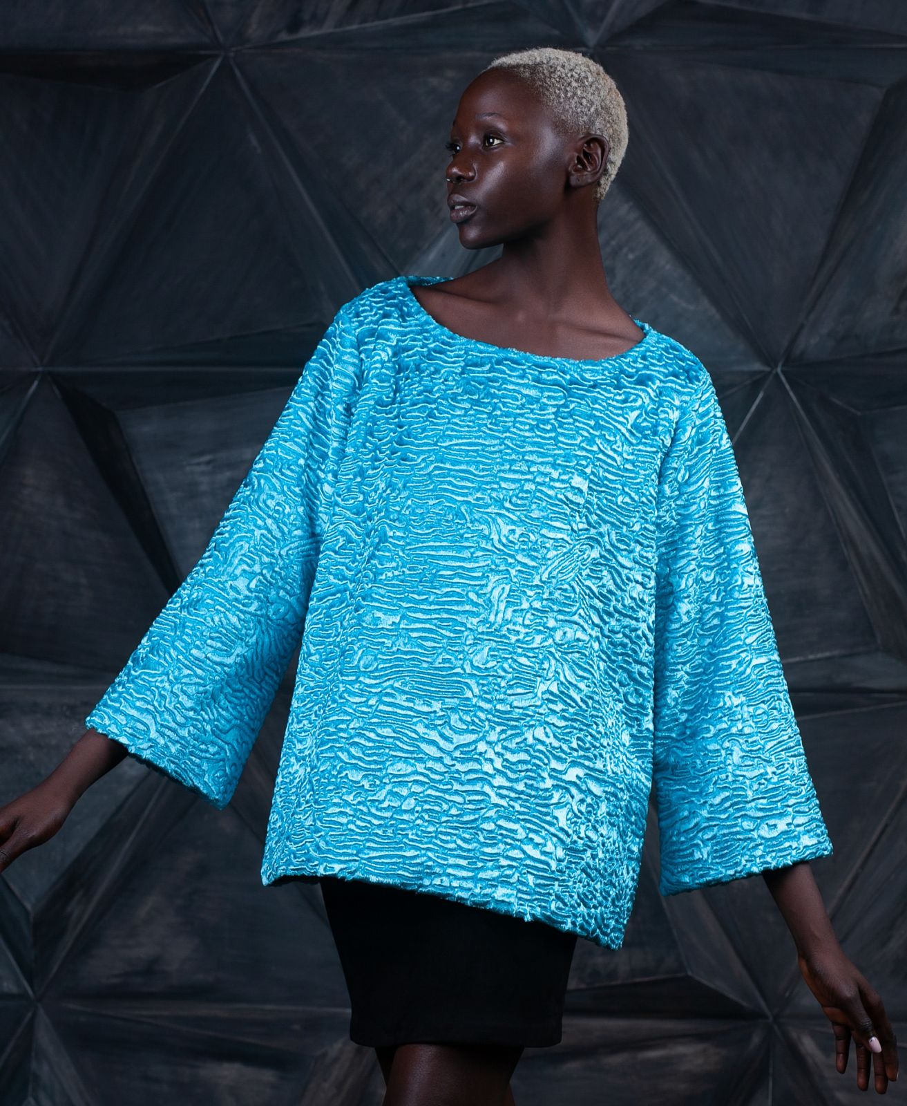 Photo #3 - Sweater eco fur Tissavel - astrakhan aquamarine