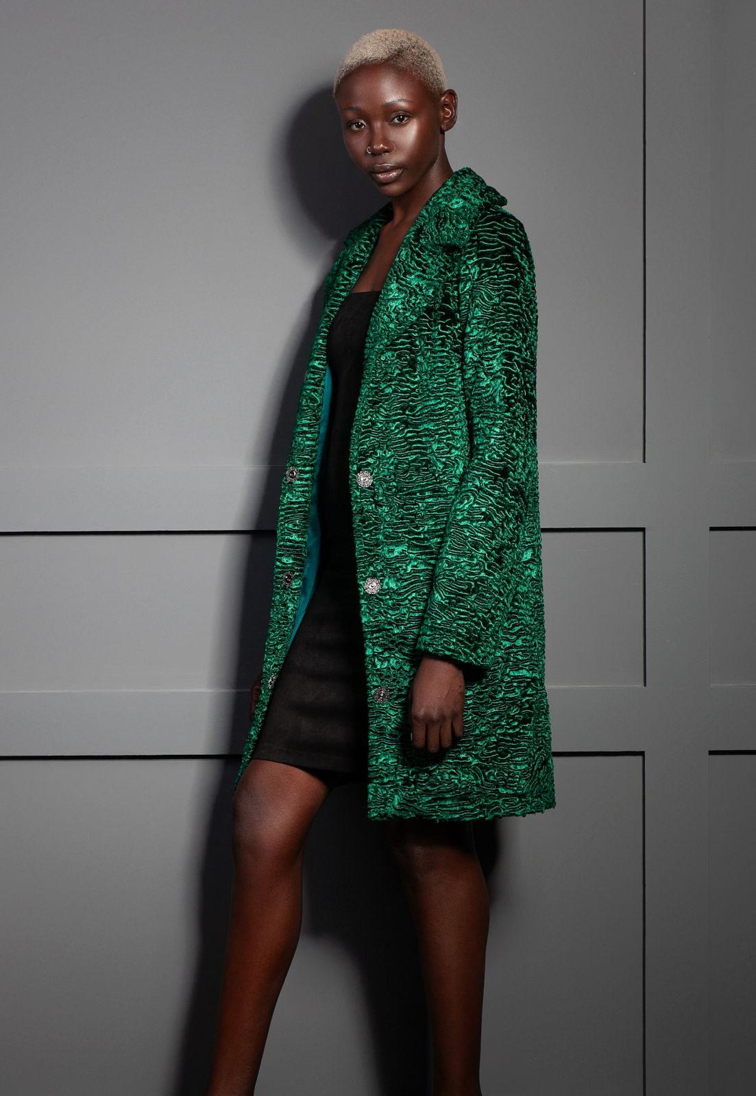 Photo #2 - Coat eco fur Tissavel - astrakhan emerald