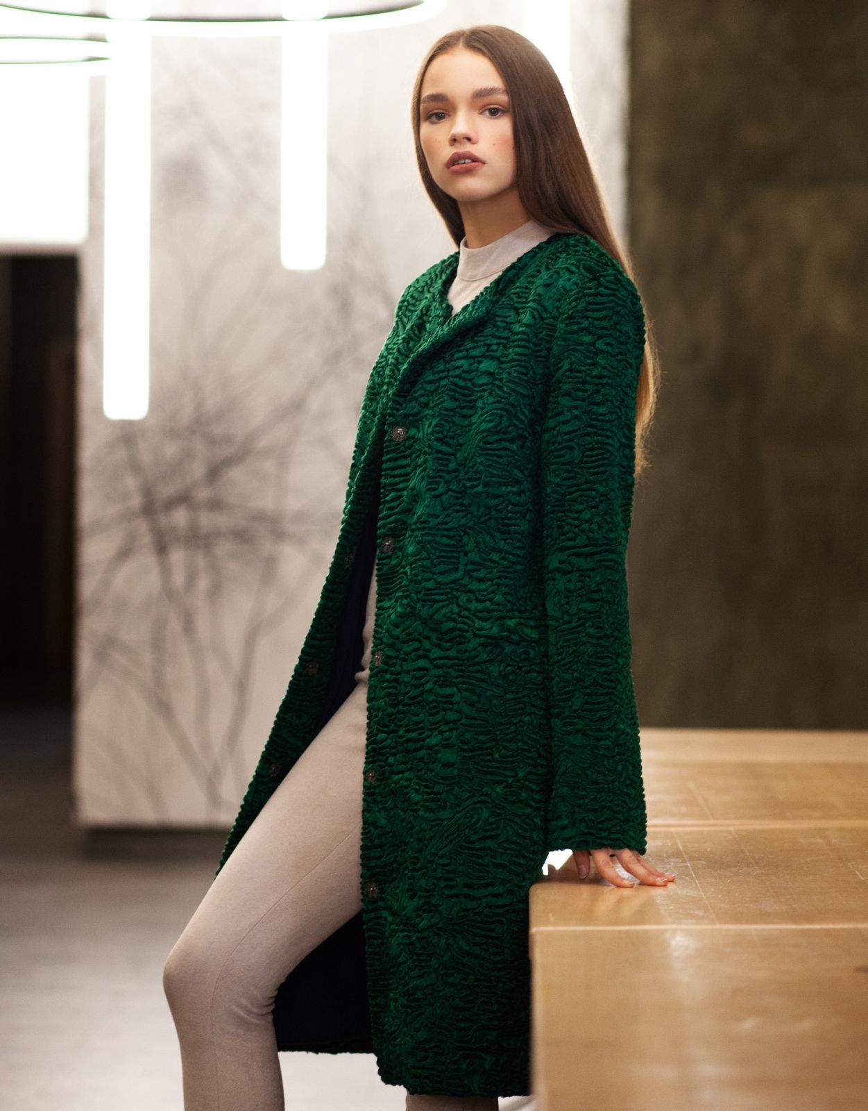Photo #4 - Coat eco fur Tissavel - astrakhan emerald