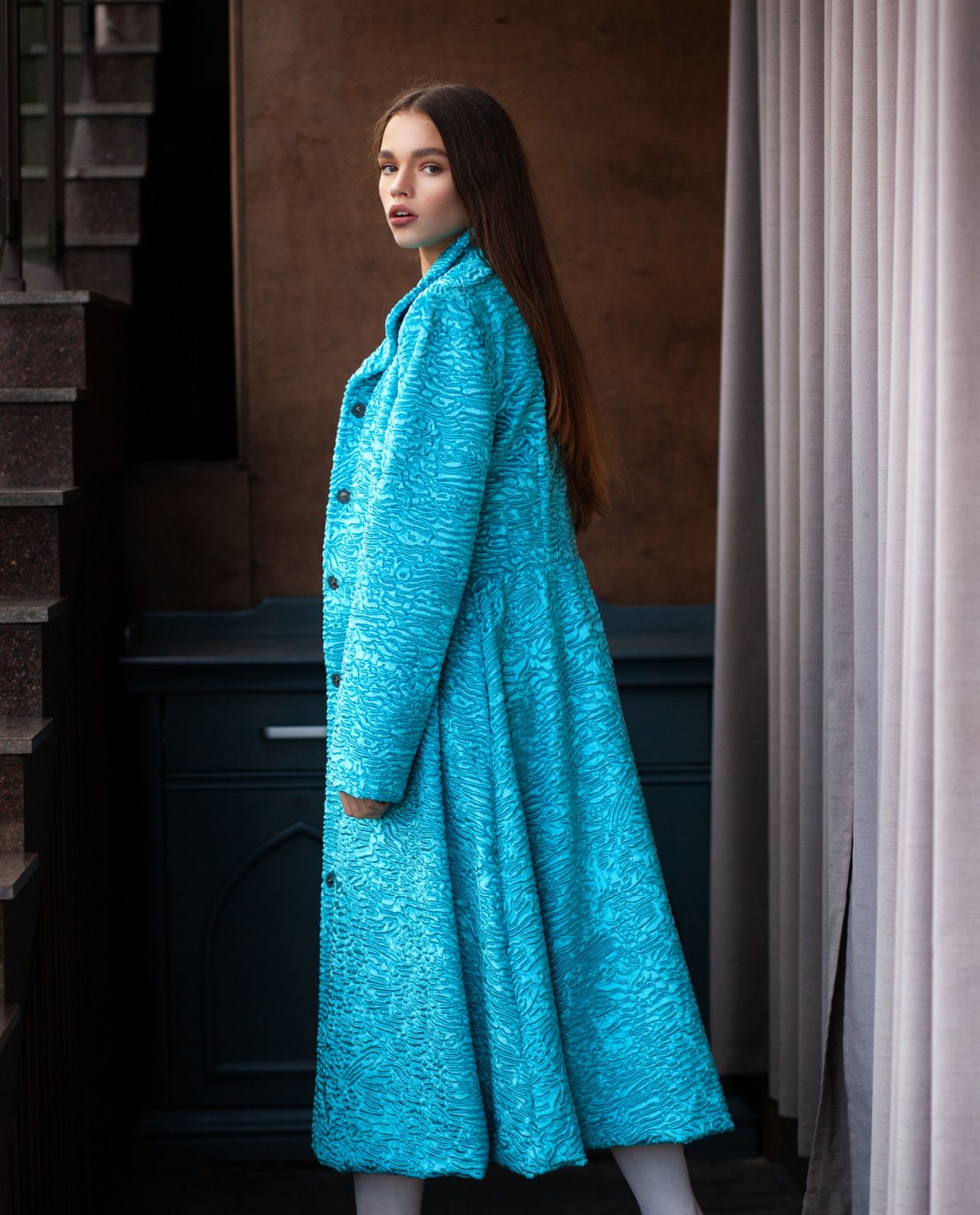 Photo #1 - Coat eco fur Tissavel - astrakhan aquamarine