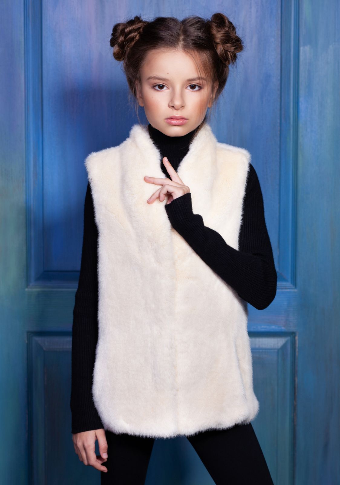 Photo #1 - Kids vest eco fur Tissavel - mink pearl
