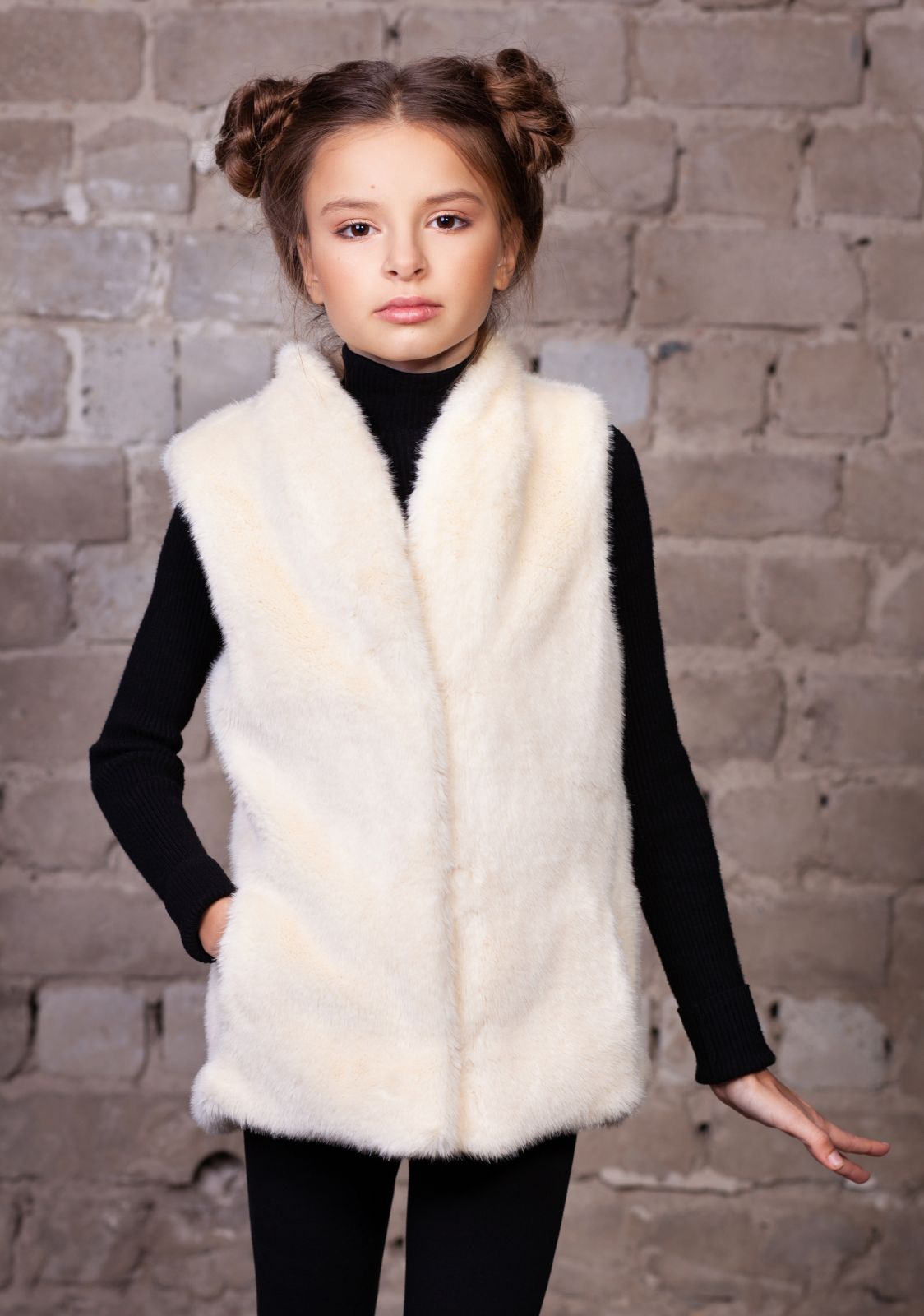 Photo #2 - Kids vest eco fur Tissavel - mink pearl