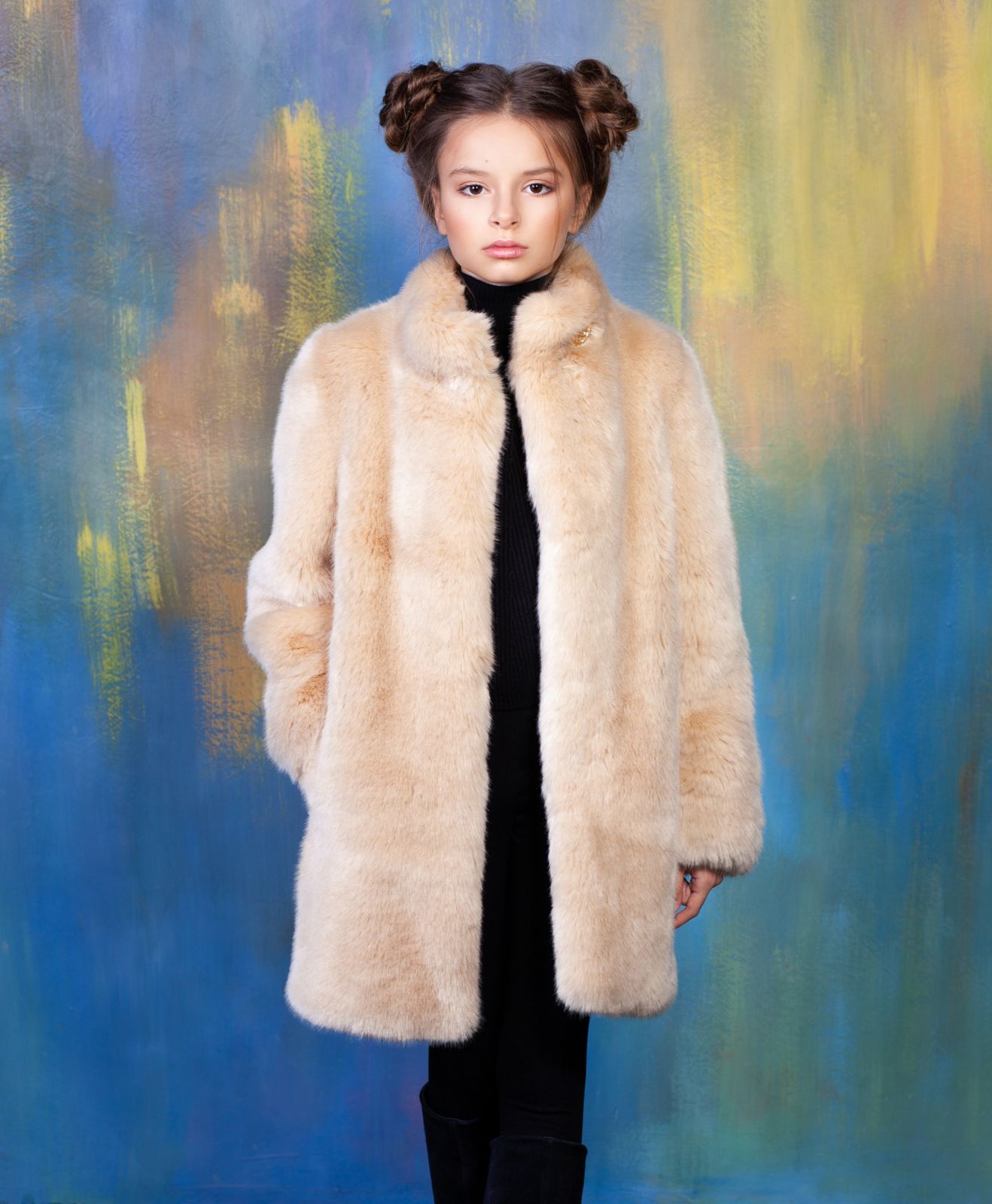 Photo #2 - Kids coat eco fur Tissavel - sable onyx