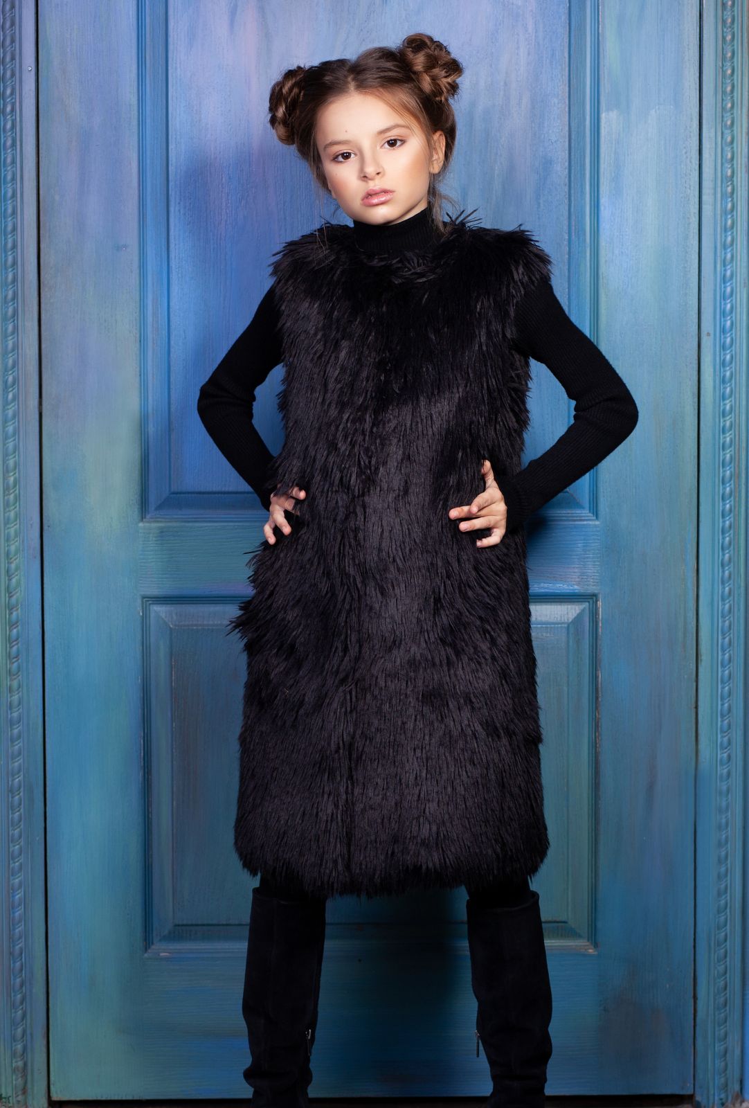Photo #3 - Kids vest eco fur Tissavel - lama obsidian