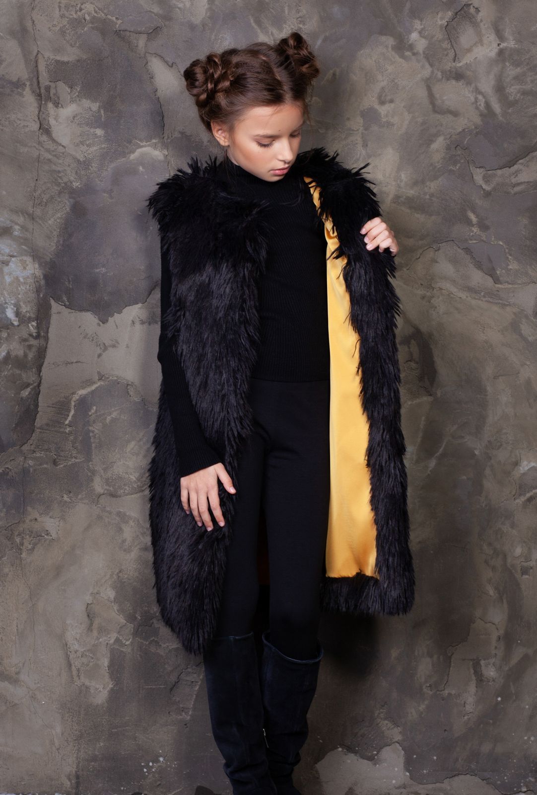 Photo #1 - Kids vest eco fur Tissavel - lama obsidian