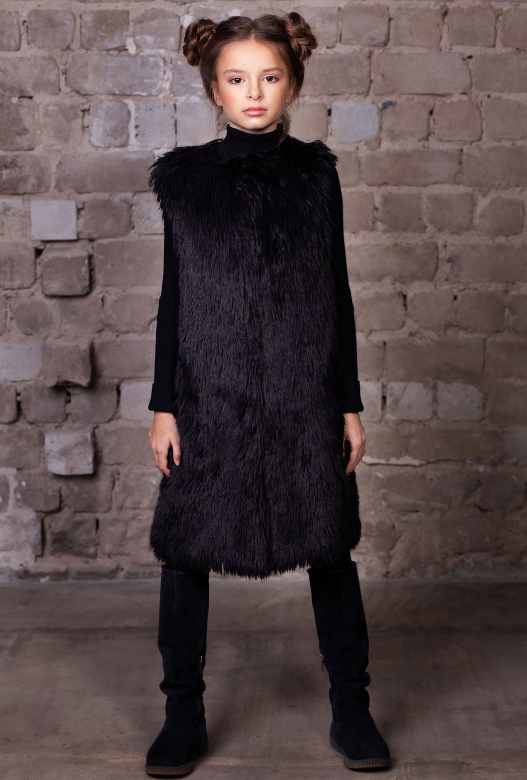 Photo #2 - Kids vest eco fur Tissavel - lama obsidian