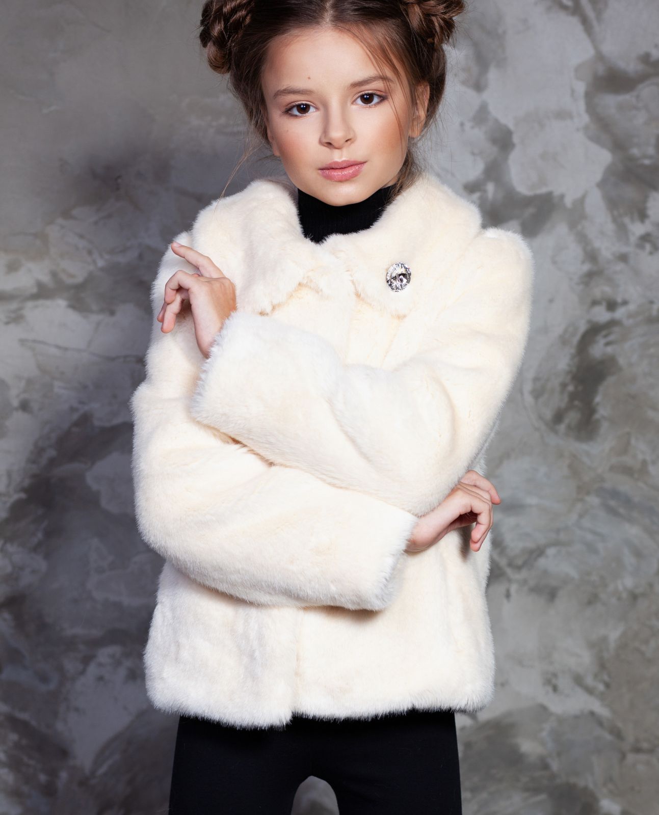 Photo #1 - Kids coat eco fur Tissavel - mink pearl