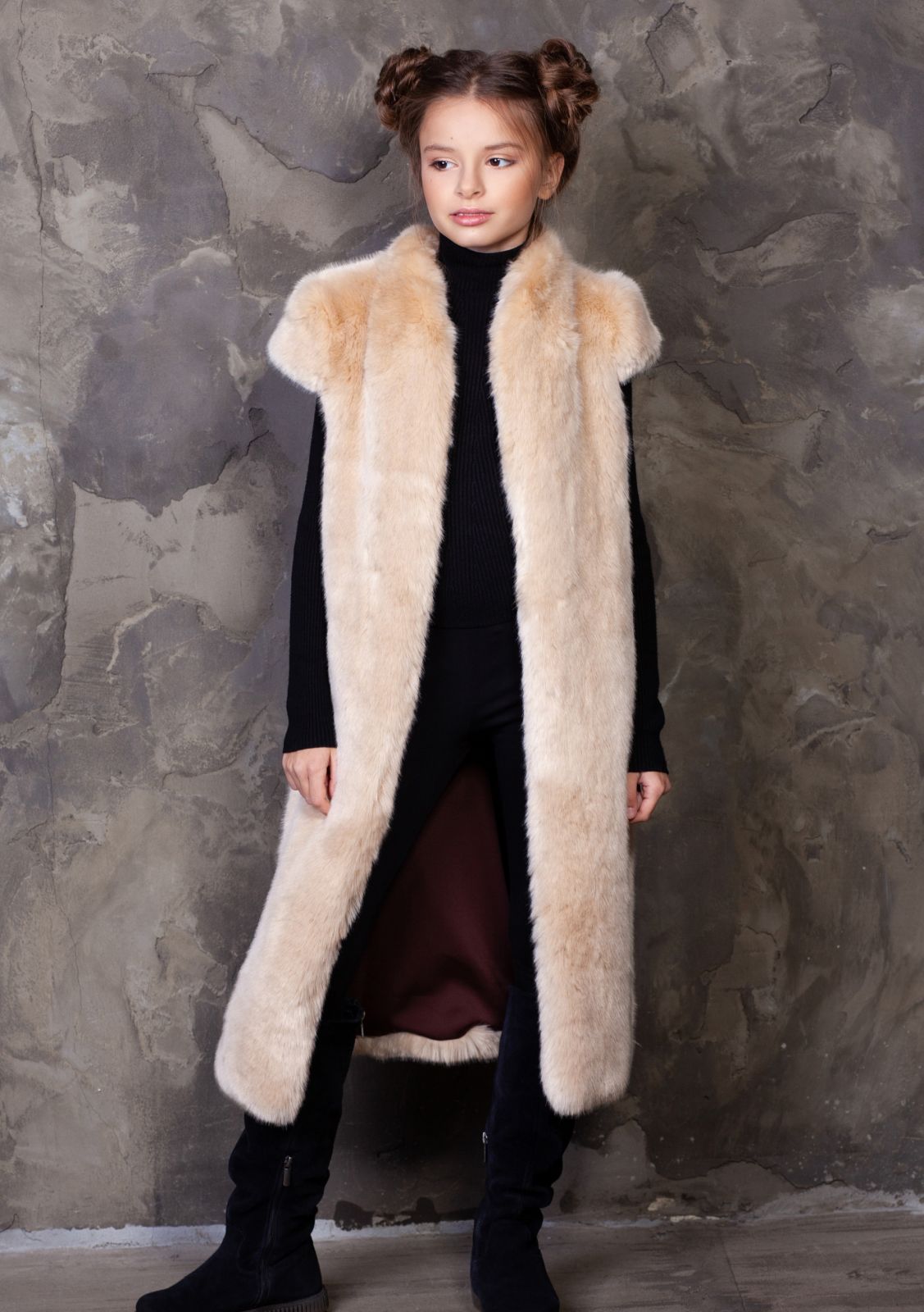 Photo #1 - Kids vest eco fur Tissavel - sable onyx
