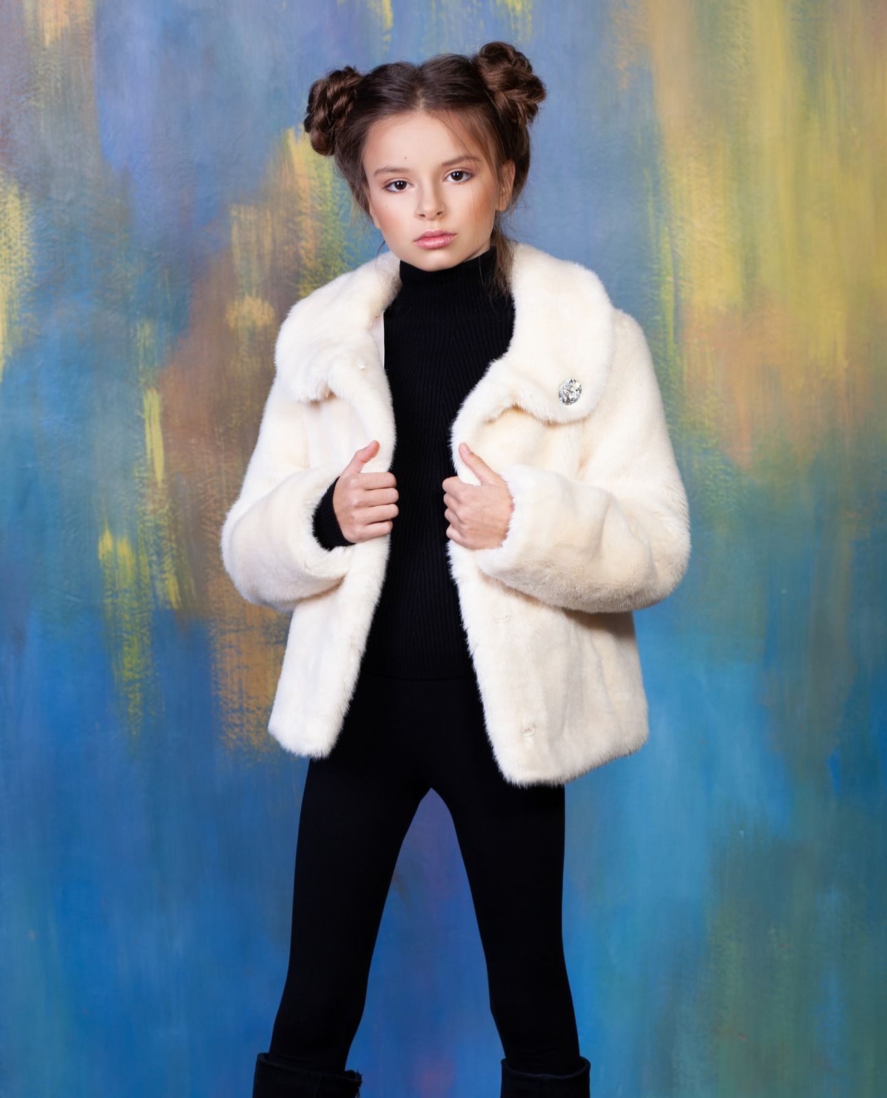 Photo #3 - Kids coat eco fur Tissavel - mink pearl