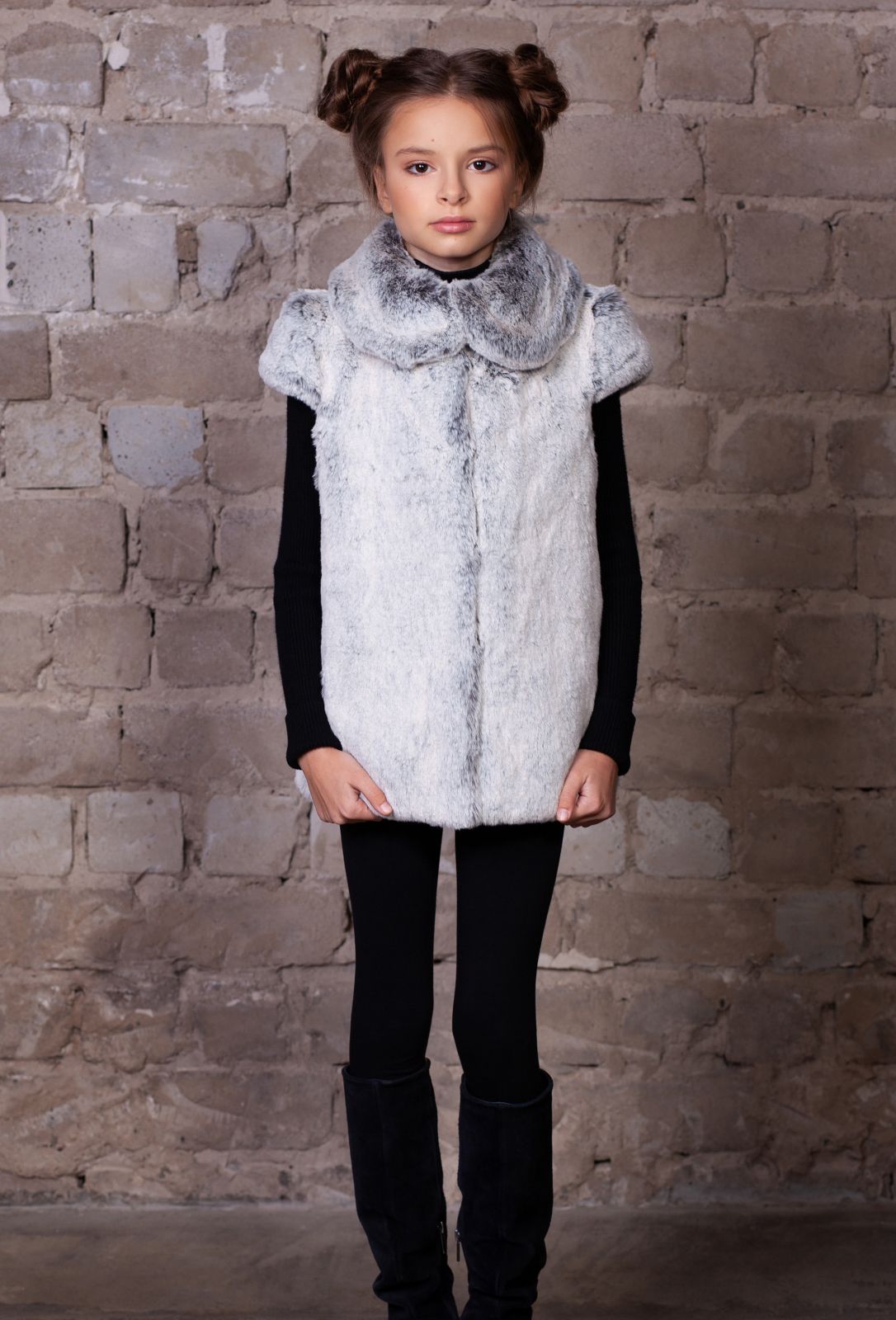 Photo #3 - Kids vest eco fur Tissavel - chinchilla diamond