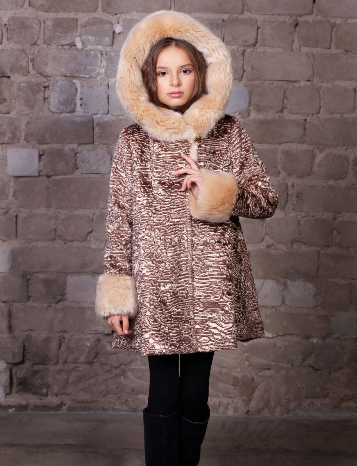 Photo #3 - Kids coat eco fur Tissavel - astrakhan onyx