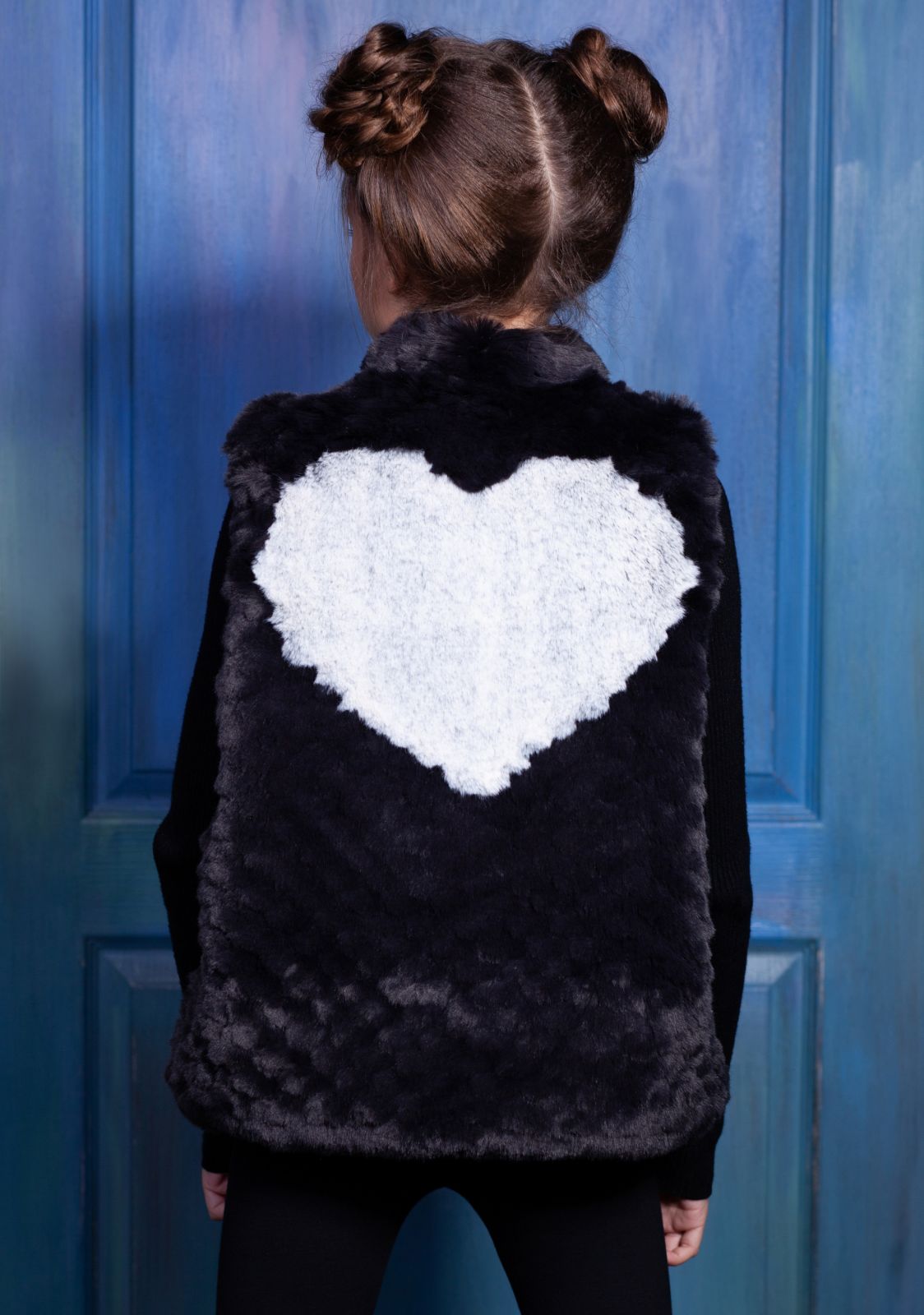 Photo #2 - Kids vest eco fur Tissavel - chinchilla knitted graphite