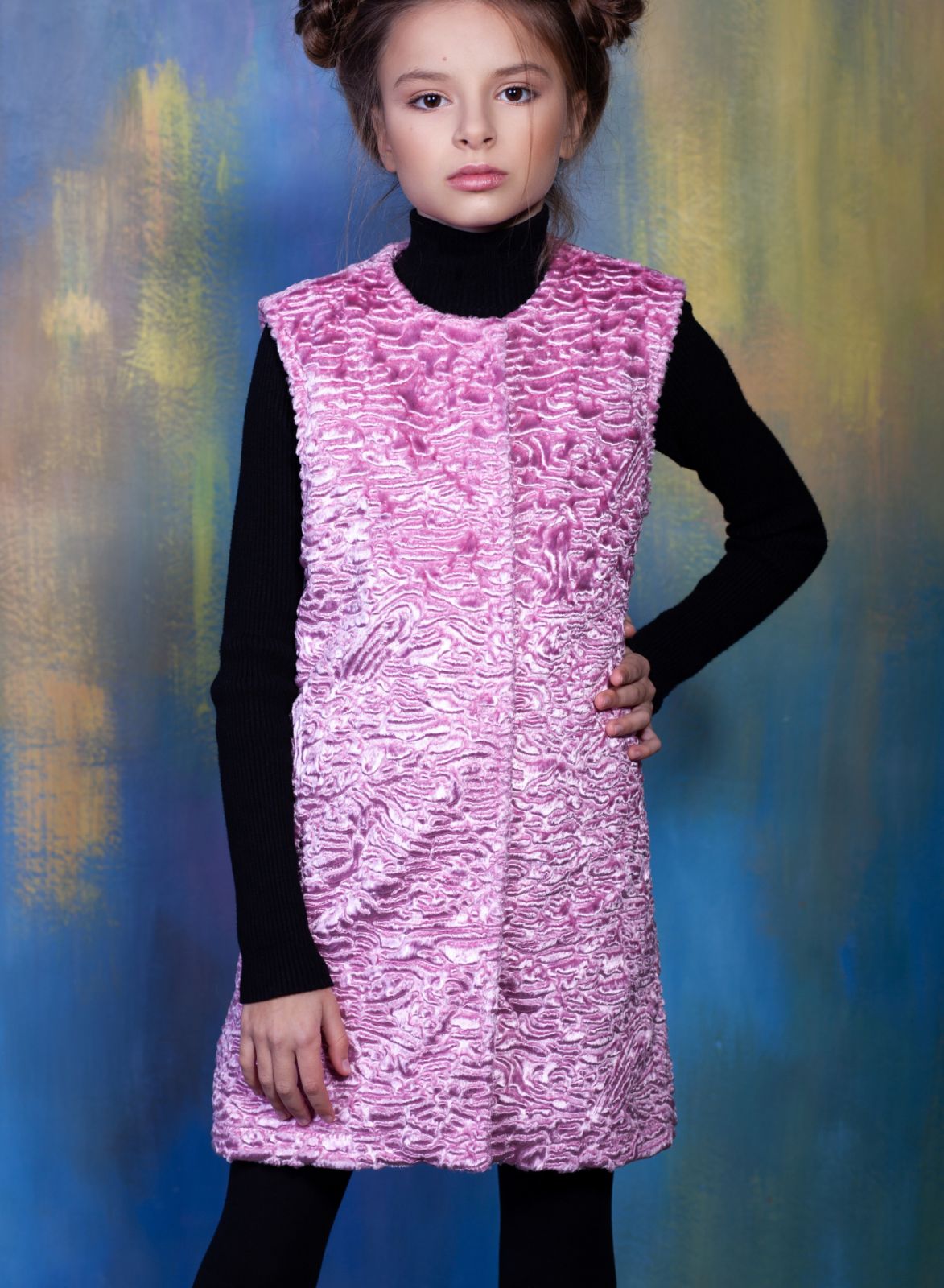 Photo #2 - Kids vest eco fur Tissavel - astrakhan quartz