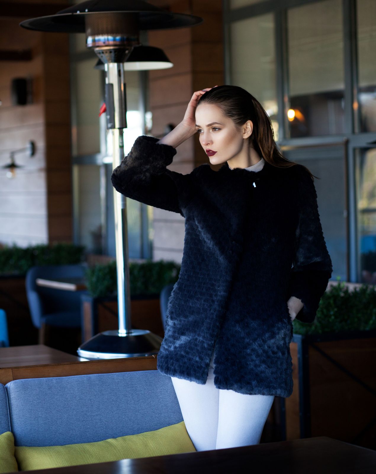 Photo #5 - Coat eco fur Tissavel - chinchilla knitted graphite