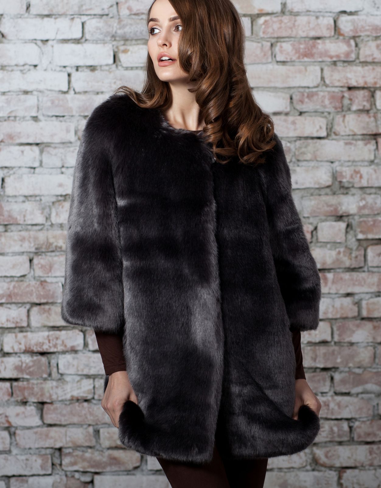 Photo #3 - Coat eco fur Tissavel - sable graphite