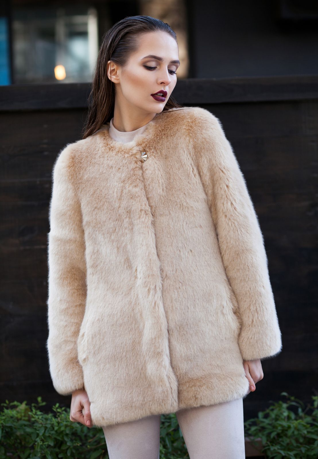 Photo #4 - Coat eco fur Tissavel - sable onyx