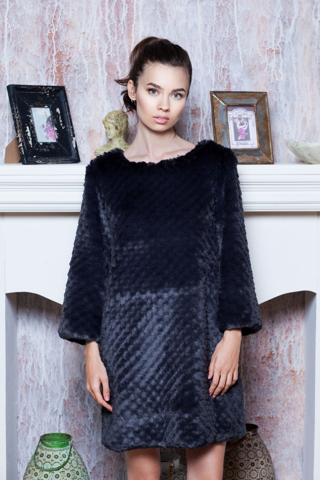 Photo #3 - Sweater eco fur Tissavel - chinchilla knitted graphite